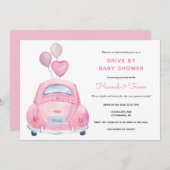 Drive by Baby Girl Dusche Einladung (Vorne/Hinten)