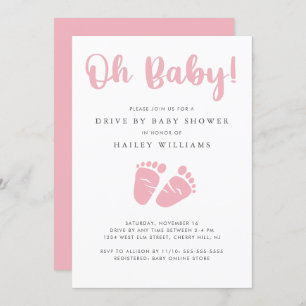 Drive by Baby Girl Dusche   Oh Baby Feet Pink Einladung