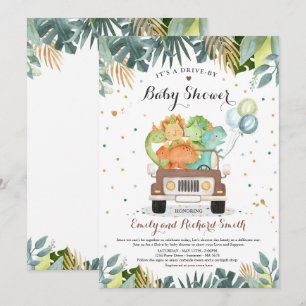 Drive by Baby Shower Einladung Dinosaurier Dusche
