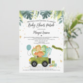 Drive by Baby Shower Einladung Dinosaurier Dusche (Stehend Vorderseite)