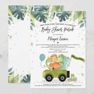 Drive by Baby Shower Einladung Dinosaurier Dusche