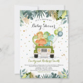 Drive by Baby Shower Einladung Dinosaurier Dusche (Vorderseite)