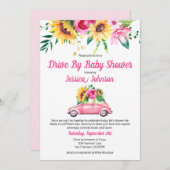 Drive by Baby Shower Einladung für Kindermädchen (Vorne/Hinten)