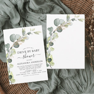 Drive by Baby Shower Greenery Eucalyptus Einladung