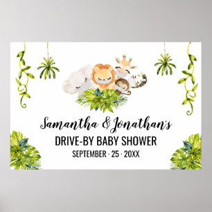 Drive-by Baby Shower Jungle Wild Animals Poster