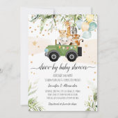 Drive by Baby Shower Safari Animal Social DIstance Einladung (Vorderseite)