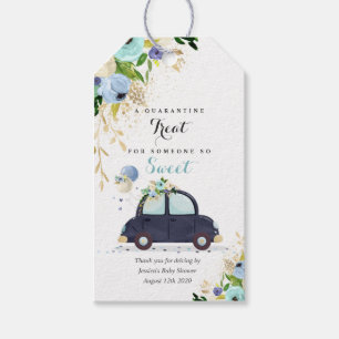Drive by Baby Showvorteil Tag Blue Floral Geschenkanhänger