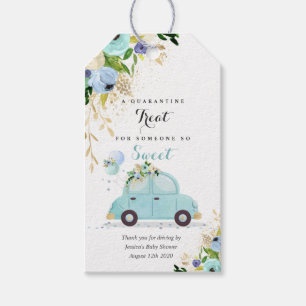 Drive by Baby Showvorteil Tag Blue Floral Geschenkanhänger