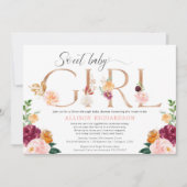 Drive-by-Babydusche Rose Gold bordeauxrot Einladung (Vorderseite)