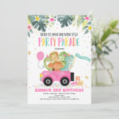 Drive By Birthday Parade Einladung Dinosaur Party (Stehend Vorderseite)