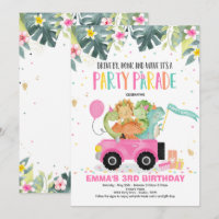 Drive By Birthday Parade Einladung Dinosaur Party