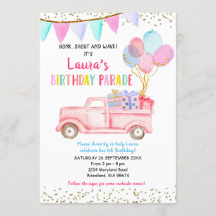 Drive by Birthday Parade Einladung für Mädchen