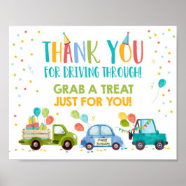 Drive By Birthday Party Boy Sign Grab eine Leckere Poster