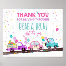 Drive By Birthday Party Girl Grab Leckerei Zeichen Poster
