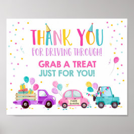 Drive By Birthday Party Girl Grab Leckerei Zeichen Poster