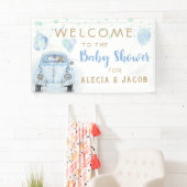 Drive by Boy Baby Dusche Gold Blue Car Banner (Insitu)