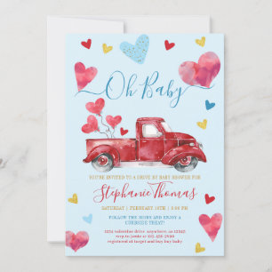 Drive By Boy Valentine Baby Dusche mit Herz Einladung