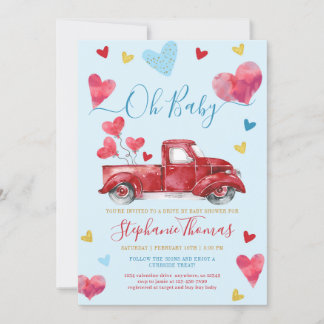 Drive By Boy Valentine Baby Dusche mit Herz Einladung