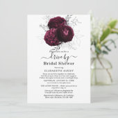 Drive By Brautparty Burgundy Floral Wedding Einladung (Stehend Vorderseite)