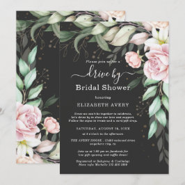 Drive By Brautparty Luxus Schwarz und Rosa Flora Einladung