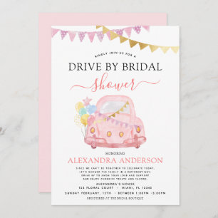 Drive by Bridal Dusche Blush Pink Gold Foil Einladung