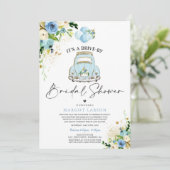 Drive by Bridal Dusche Einladung Blue Floral (Stehend Vorderseite)