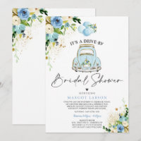 Drive by Bridal Dusche Einladung Blue Floral