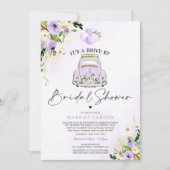 Drive by Bridal Dusche Einladung Lila Blumen (Vorderseite)
