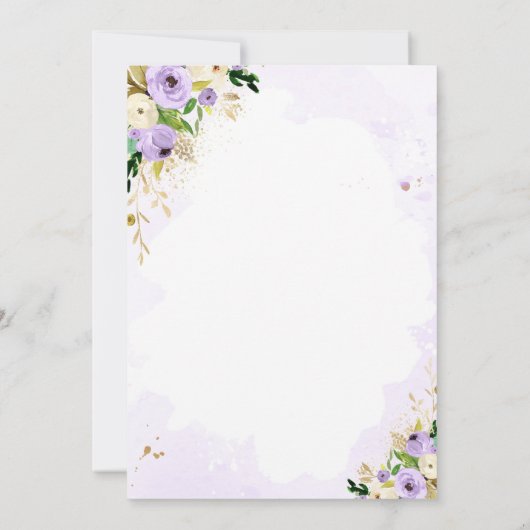 Drive by Bridal Dusche Einladung Lila Blumen (Rückseite)