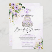 Drive by Bridal Dusche Einladung Lila Blumen (Vorne/Hinten)