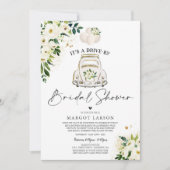 Drive by Bridal Dusche Einladung White Floral (Vorderseite)