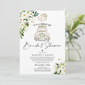 Drive by Bridal Dusche Einladung White Floral (Stehend Vorderseite)