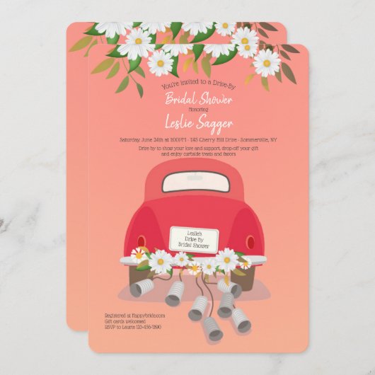 Drive by Bridal Shower Einladungen (Vorne/Hinten)
