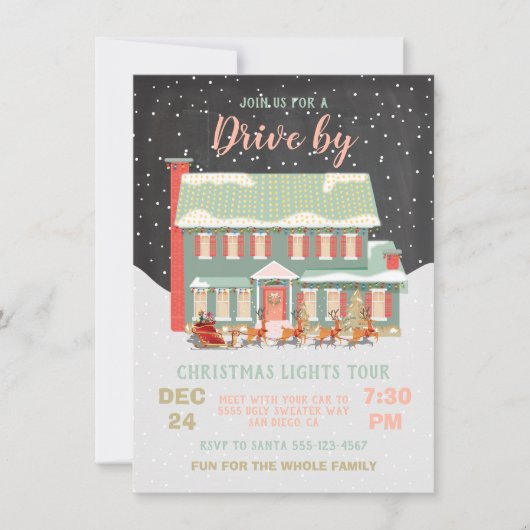 Drive by Christmas Lights Tour Party Einladung (Vorderseite)
