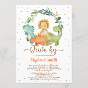 Drive by Dinosaurs Boy Baby Shower Einladung