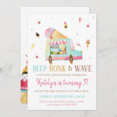 Drive by Ice Cream Geburtstag Einladung (Vorne/Hinten)