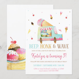 Drive by Ice Cream Geburtstag Einladung