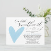 Drive-by-Moderne Valentine blauer Junge Einladung (Stehend Vorderseite)