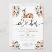 Drive By Oh Deer Baby Dusche Aquarellblume Einladung (Vorderseite)