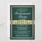 Drive-By-Rente Party Grün Weiß und Gold Einladung (Vorderseite)