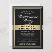 Drive-By-Rente-Party Schwarz-weiß und Gold Einladung (Vorderseite)