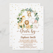 Drive By Safari Jungle Boy Baby Dusche Einladung (Vorne/Hinten)