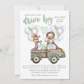 Drive By Safari Lkw und Niedliche Tiere Babydusche Einladung (Vorderseite)