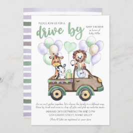 Drive By Safari Lkw und Niedliche Tiere Babydusche Einladung