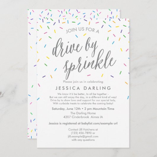 Drive by Sprinkle by Baby Shower Einladung (Vorne/Hinten)