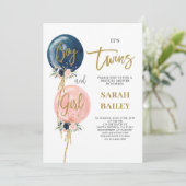 Drive By Twins Baby Shower Einladung Boy and Girl (Stehend Vorderseite)