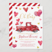 Drive By Valentine Baby Shower with Hearts Einladung (Vorne/Hinten)