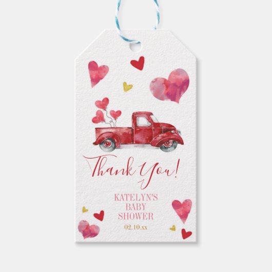 Drive By Valentine Baby Shower with Hearts Geschenkanhänger (Vorderseite)