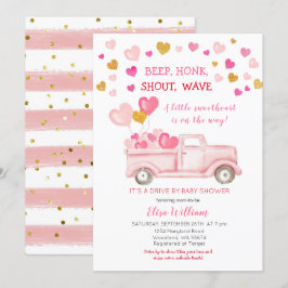 Drive by Valentine Sweetheart Babydusche Einladung