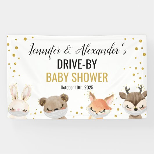 Drive-by Woodland Forest Baby Shower Banner (Horizontal)
